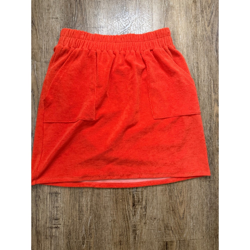 Isle by Melis Kozan Summit Skirt Tangerine Orange Terry Cloth Mini Skirt Large